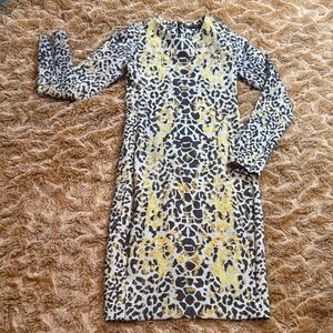 Zara Collection Stylish Leopard Print Dress with Gold Accents size L